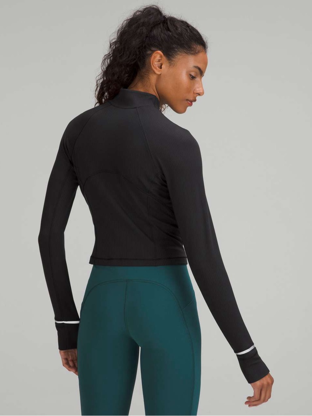 Lululemon Its Rulu Run Cropped Ribbed Half Zip Black 8 - Picture 2 of 7